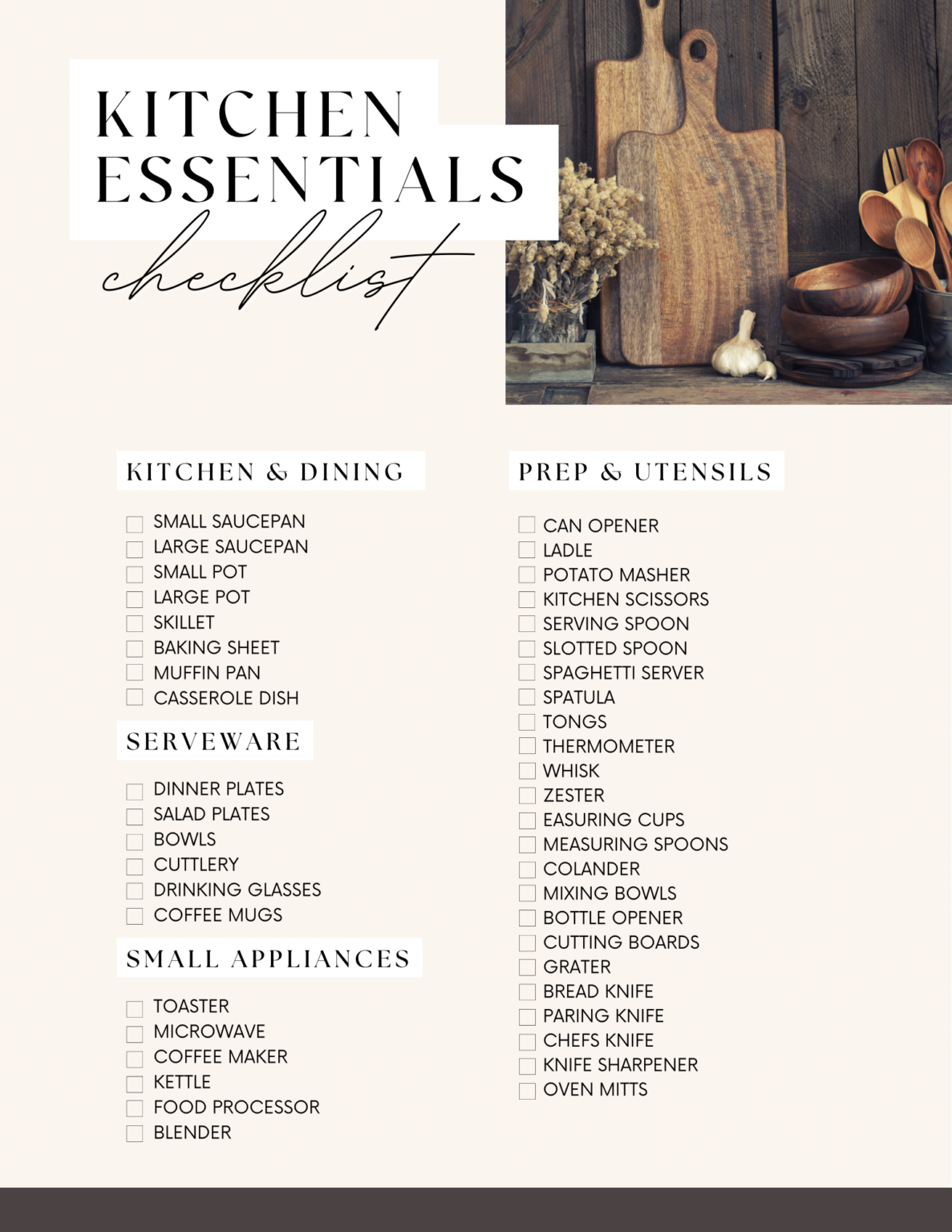 Kitchen Essentials The Ultimate Kitchen Checklist