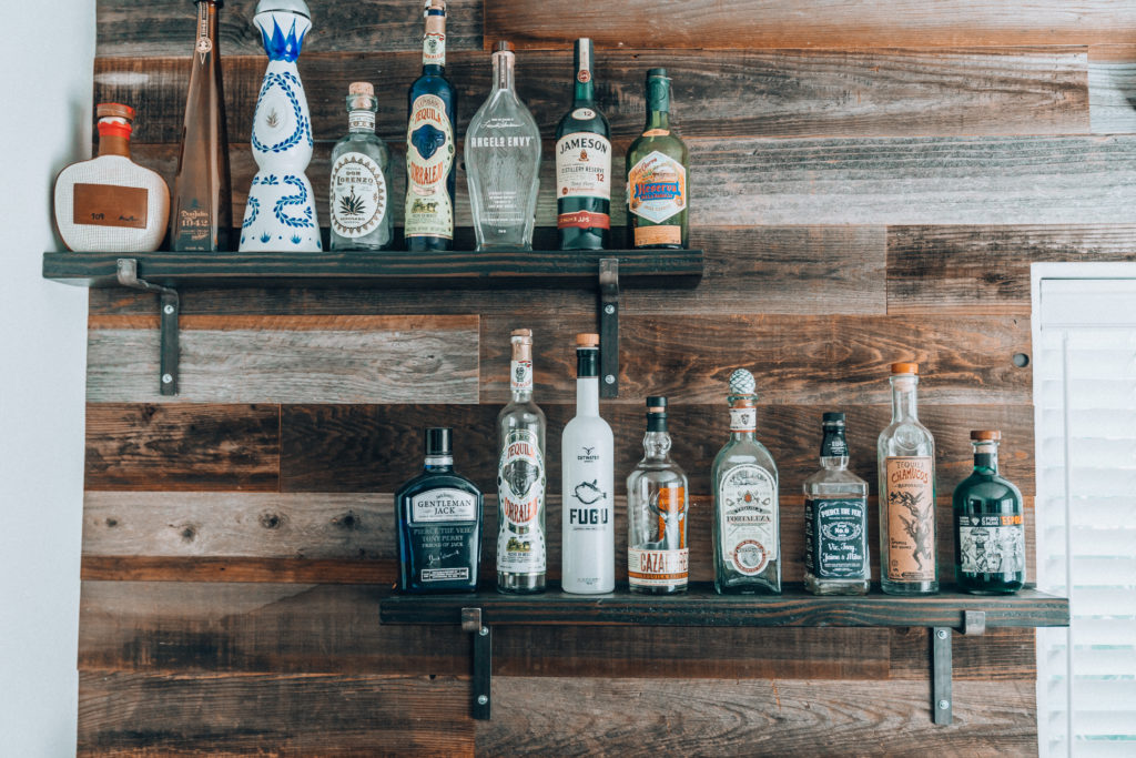 Rustic Martini Glass Rack Bar Shelf Reclaimed Wood Floating Shelf