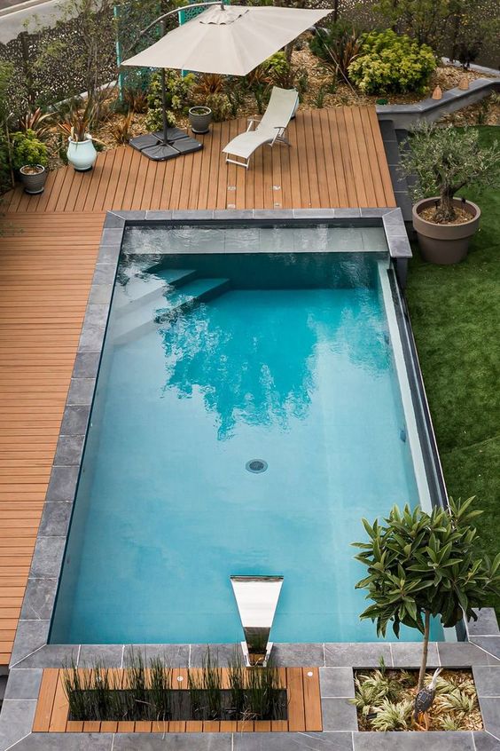 back yard pool deck